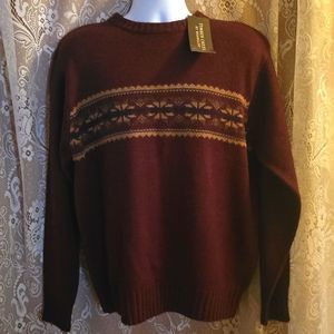 New Wrangler Men's size L Burgundy Grandpacore Pullover Sweater Snowflake Stripe